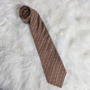 Vintage YSL Yves Saint Laurent All Silk Geometric Striped Brown Neck Tie‎